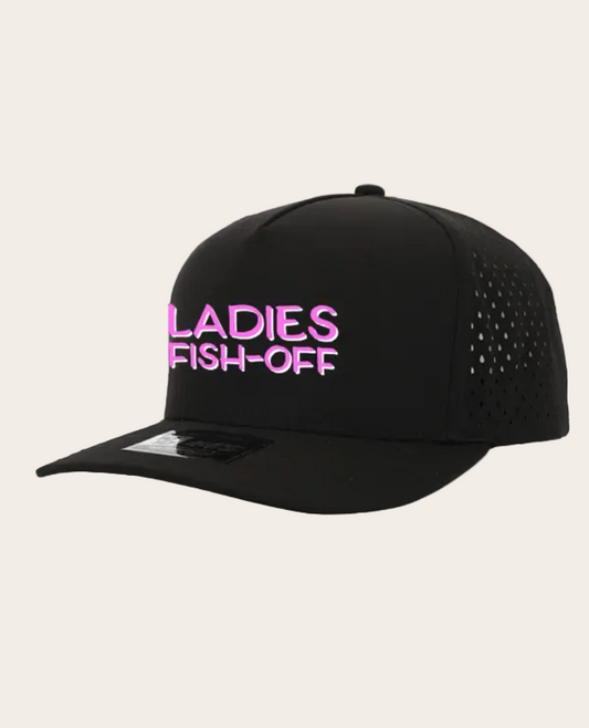LADIES FISH-OFF BLACK WITH PINK NAME HAT